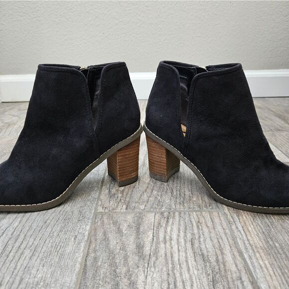 Dr. Scholl's Postone Black Peep-Toe Chunky Heel Ankle Boots - Picture 7 of 15